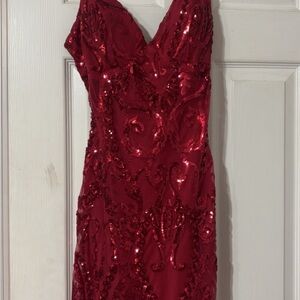 Elegant Red Sequin Dress